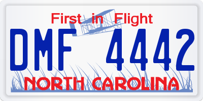 NC license plate DMF4442