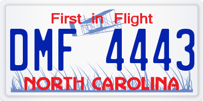 NC license plate DMF4443
