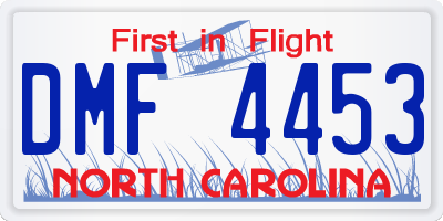 NC license plate DMF4453