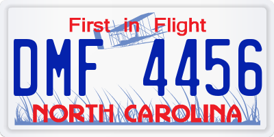 NC license plate DMF4456