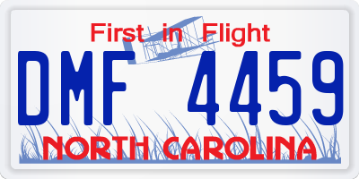NC license plate DMF4459