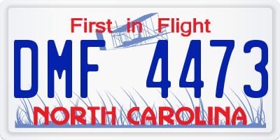 NC license plate DMF4473