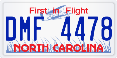 NC license plate DMF4478