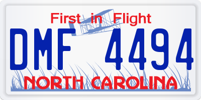 NC license plate DMF4494