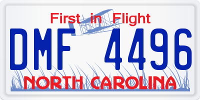 NC license plate DMF4496