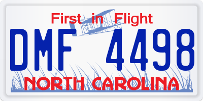 NC license plate DMF4498