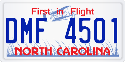 NC license plate DMF4501