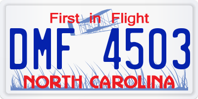 NC license plate DMF4503