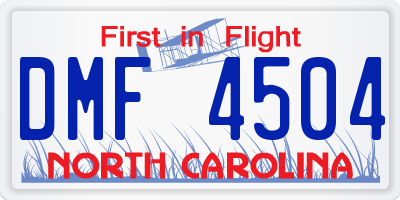 NC license plate DMF4504