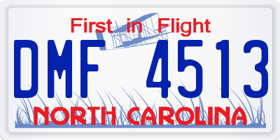 NC license plate DMF4513