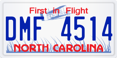 NC license plate DMF4514
