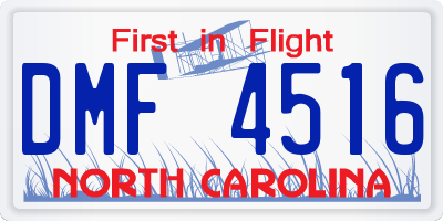 NC license plate DMF4516