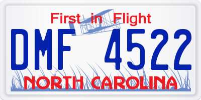 NC license plate DMF4522