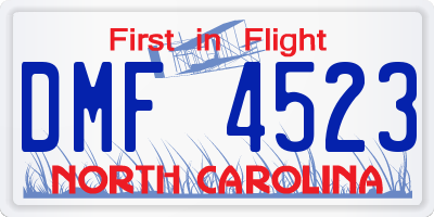 NC license plate DMF4523