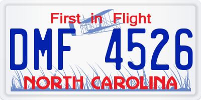 NC license plate DMF4526