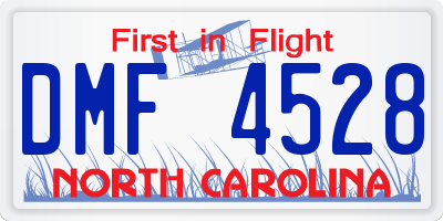 NC license plate DMF4528