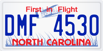 NC license plate DMF4530