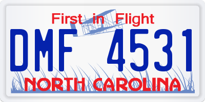 NC license plate DMF4531