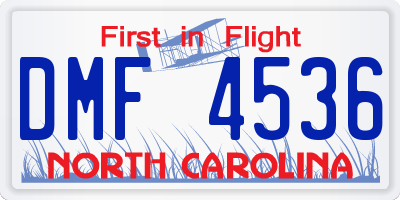 NC license plate DMF4536