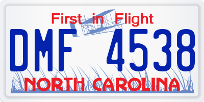 NC license plate DMF4538