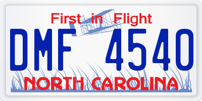 NC license plate DMF4540