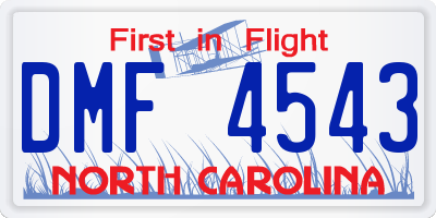 NC license plate DMF4543