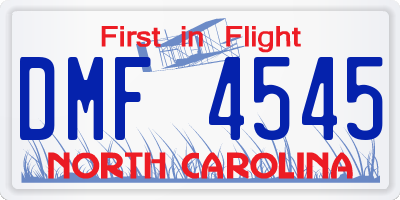 NC license plate DMF4545