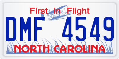 NC license plate DMF4549