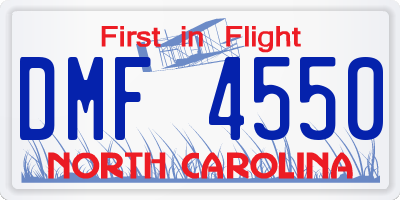 NC license plate DMF4550