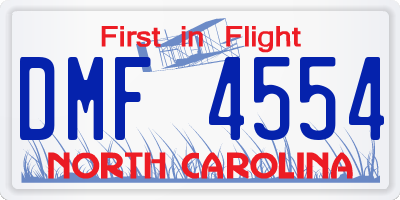NC license plate DMF4554