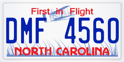 NC license plate DMF4560