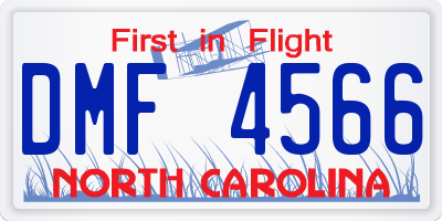 NC license plate DMF4566