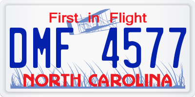 NC license plate DMF4577