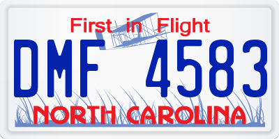 NC license plate DMF4583