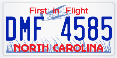 NC license plate DMF4585