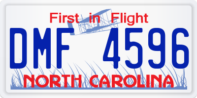 NC license plate DMF4596