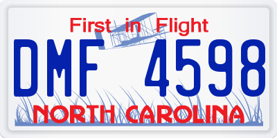 NC license plate DMF4598