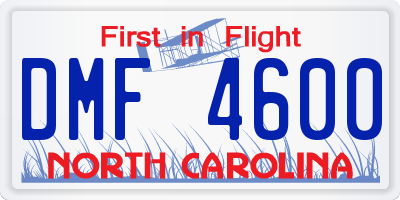NC license plate DMF4600