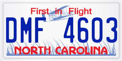 NC license plate DMF4603