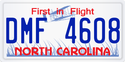 NC license plate DMF4608