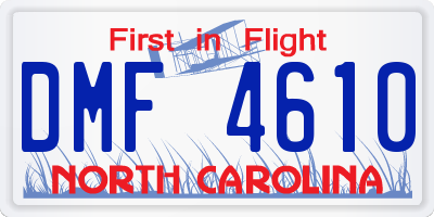 NC license plate DMF4610