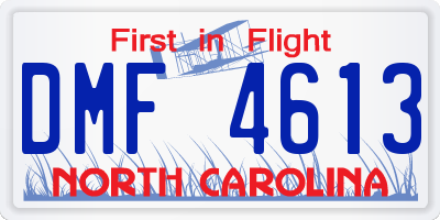 NC license plate DMF4613