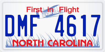 NC license plate DMF4617