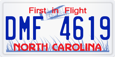 NC license plate DMF4619