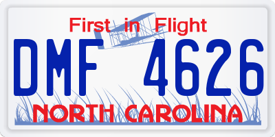 NC license plate DMF4626