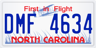 NC license plate DMF4634