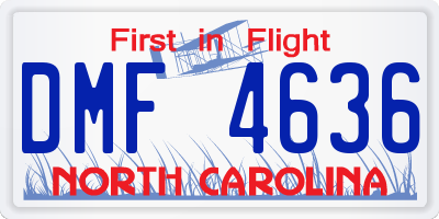 NC license plate DMF4636