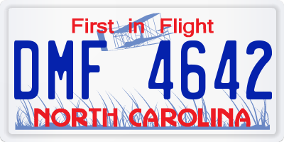 NC license plate DMF4642