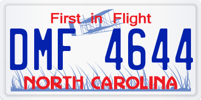 NC license plate DMF4644