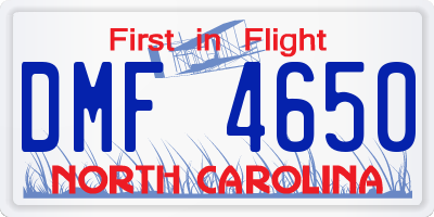 NC license plate DMF4650